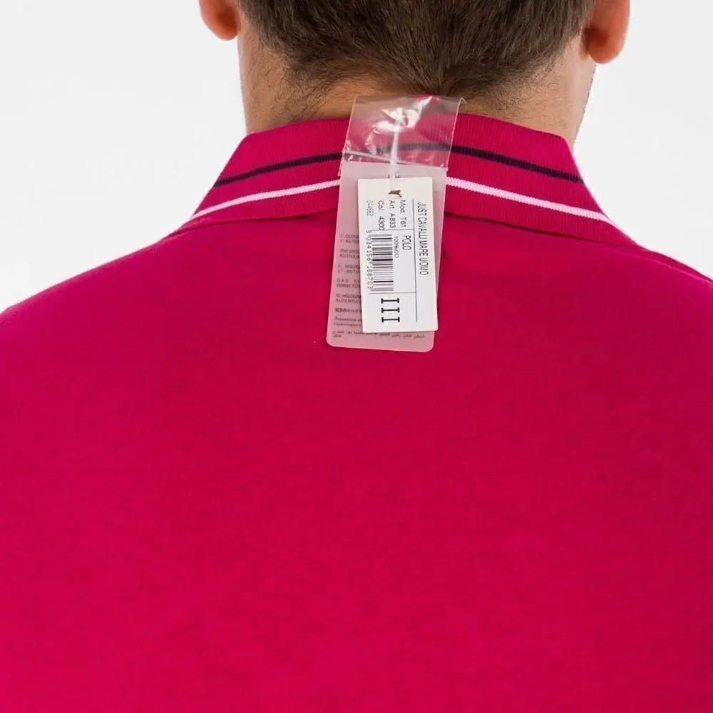 New Just Cavalli Men Polo Red Magenta Cotton Shirt Top XXS, XS - Picture 5 of 5